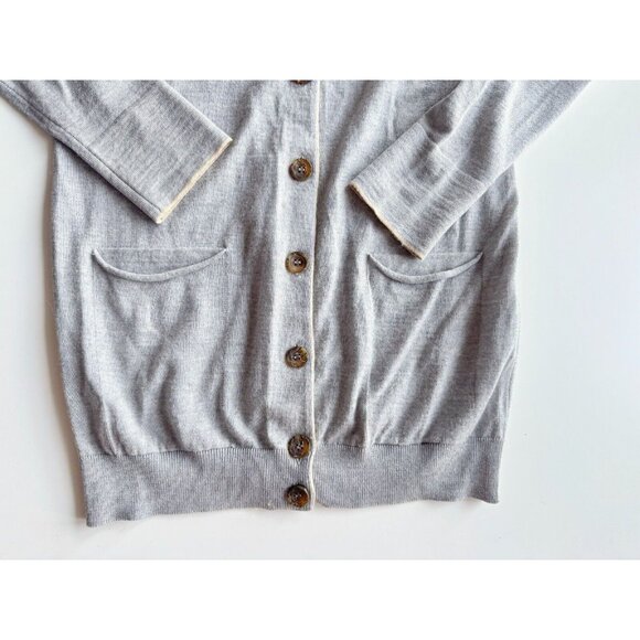 SEE BY CHLOE Gray 100% Virgin Wool Slim Fit V-Neck Cardigan Sweater, Size 4 - Picture 8 of 14